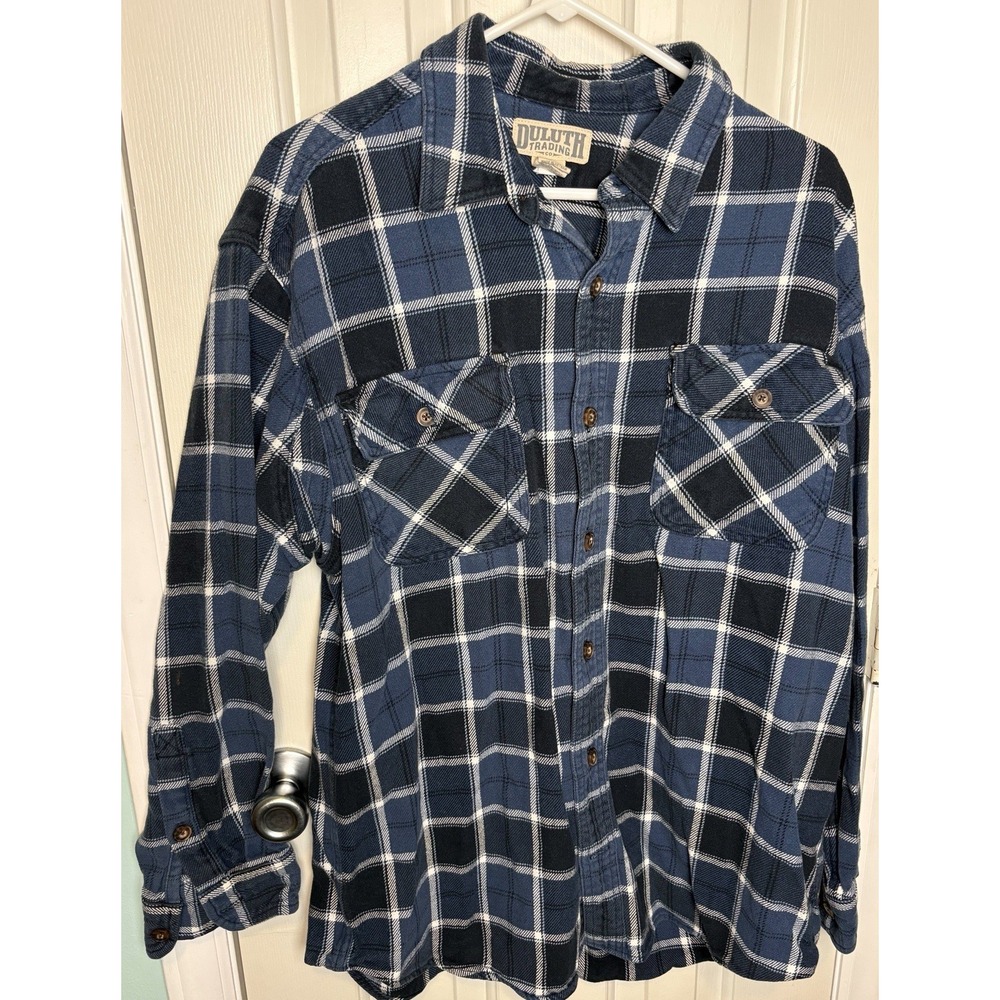 Duluth Trading Men's L Heavy Flannel Shirt Plaid Jacket Cotton Workwear Shacket